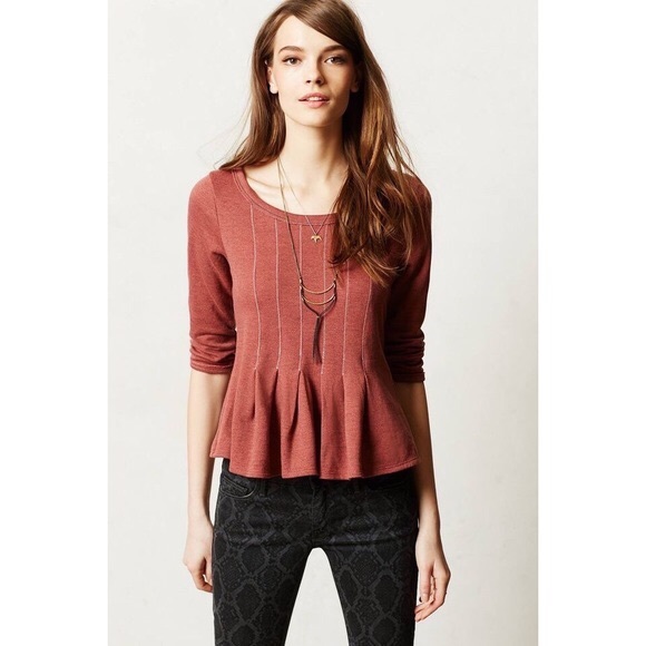 Anthropologie Sweaters - {Anthro} Sat Sun || Pleated Peplum Pullover XS